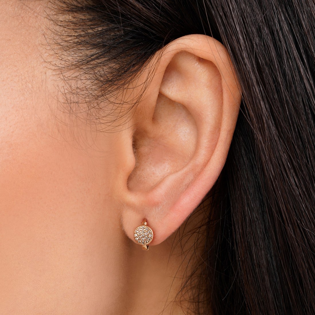 گوشواره ژوپینگ حلقه ای نگین دار طلایی