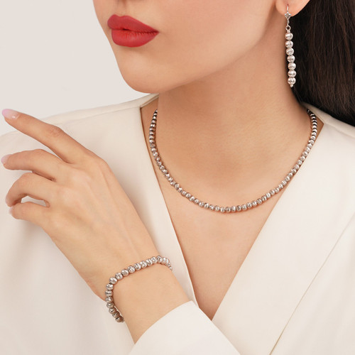 سرویس زنانه ژوپینگ نقره ای توپی تراش دار