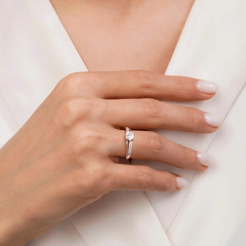 انگشتر نگین دار ژوپینگ نقره ای