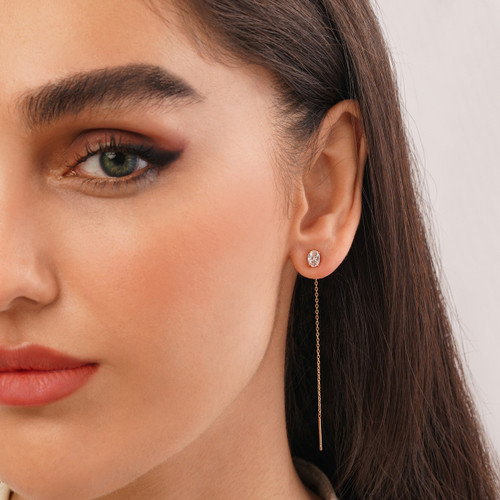 گوشواره ژوپینگ میخی طلایی نگین دار
